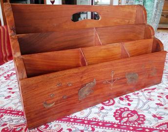 portadocumenti etnico 3  vani in legno 30x10x18