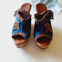 Sandali jeans con zeppa