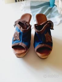 Sandali jeans con zeppa