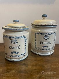 Barattoli ceramica decorati stile country anticato