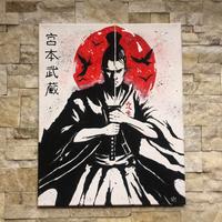 QUADRO DIPINTO ''SAMURAI ''firmato e autenticato