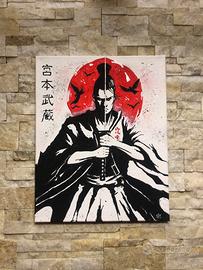 QUADRO DIPINTO ''SAMURAI ''firmato e autenticato