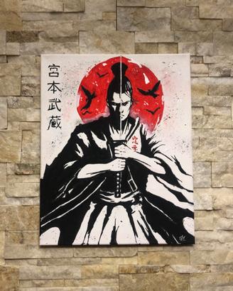 QUADRO DIPINTO ''SAMURAI ''firmato e autenticato