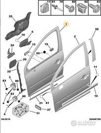 Portiera anteriore destra Peugeot 207 5 p. e SW