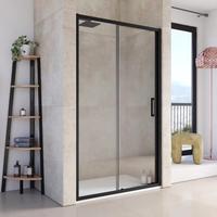 Box nicchia doccia 110 cm nero apertura scorrevole