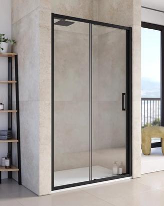 Box nicchia doccia 110 cm nero apertura scorrevole