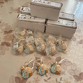 Set 30 bomboniere cicogna nascita maschio bimbo