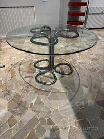 Tavolo rotondo in vetro Giotto Stoppino 1970