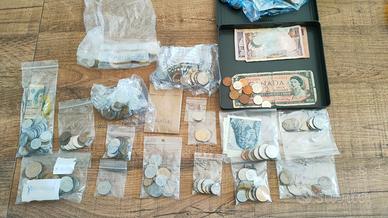 Lotto 284 monete estere anni 1940-90 + 7 banconote