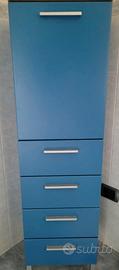 Mobile colonna bagno blu con 4 cassetti