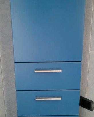 Mobile colonna bagno blu con 4 cassetti