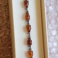 Bracciale in argento vintage con pietre  di ambra