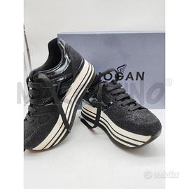 SCARPE DONNA HOGAN NERE BRILLANTINATE ALTE