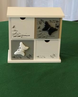 NUOVA mini cassettiera in vero legno, Shabby Chic