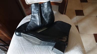 Tronchetto donna, nero, pelle, originale Solidus