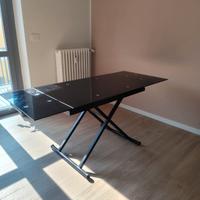 Tavolo in vetro temperato nero - regolabile