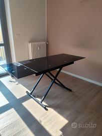 Tavolo in vetro temperato nero - regolabile