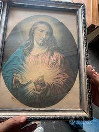 Quadro con cornice antico Sacro Cuore