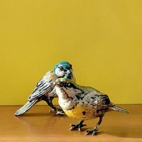 coppia di uccelli in metallo  smaltato