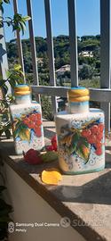 Coppia vasi ceramica smaltata Deruta