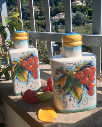 Coppia vasi ceramica smaltata Deruta
