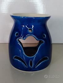 Bruciaessenze in ceramica blu