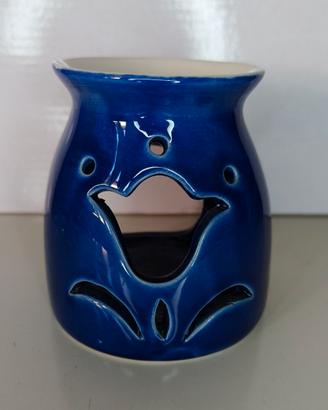 Bruciaessenze in ceramica blu