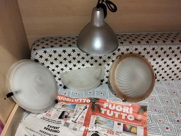 lotto plafoniere varie e lampadario argentato