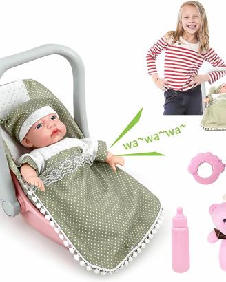 Bambola Bebè 12" Neonata+ Lettino ed accessori