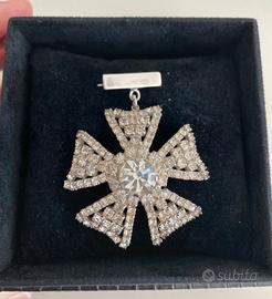 Spilla vintage stile militare cristalli Swarovski