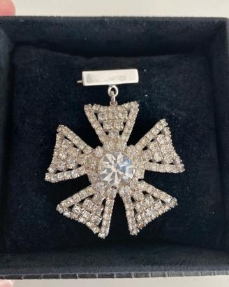 Spilla vintage stile militare cristalli Swarovski