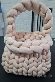 Borsa a maglia grossa beige