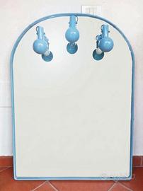 Grande specchio azzurro anni 80/90 a 3 punti luce