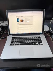 Macbook pro 15,4" retina display i7 8GB SSD 256GB
