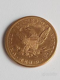 moneta 1897 testa di liberty aquila oro $10