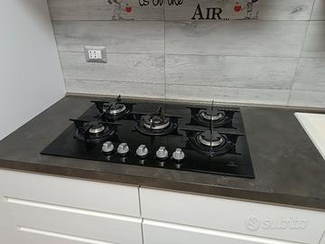 piano cottura gas in vetro 80 cm