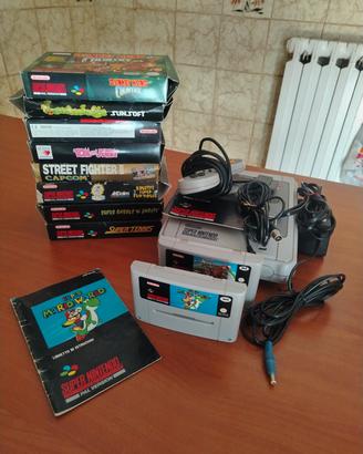 Lotto Super Nintendo SNES Console + 9 Giochi 