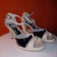Scarpe Donna estive Tacco 8 bianco nero tg36 Elega