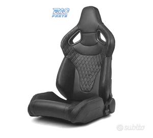 SEDILE BAQUET UNIVERSALE IN PELLE NERA STILE SPORT