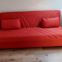 Divano letto 3 posti contenitore tessuto rosso