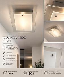 Plafoniera Illuminando FLAT in vetro satinato