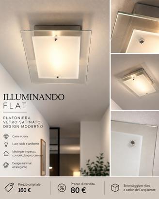Plafoniera Illuminando FLAT in vetro satinato