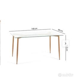 Tavolo rettangolare vetro temperato 140x80 cm