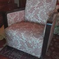 3 poltrone modernariato in legno e stoffa