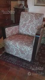 3 poltrone modernariato in legno e stoffa
