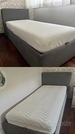 2 letti singoli contenitori artigianali + materass