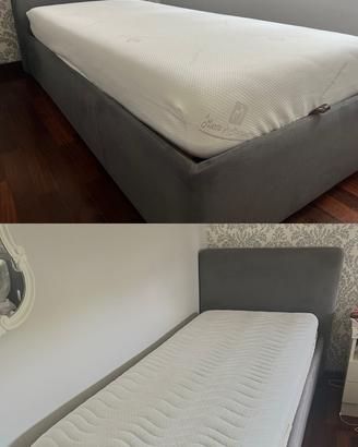 2 letti singoli contenitori artigianali + materass