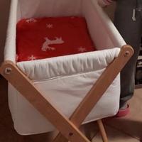 Culla neonato struttura legno a forbice e tessuto