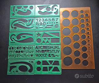 Set di 11 stencil  disegno geometrico e tecnico