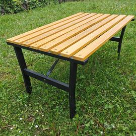 Tavolo da giardino basso legno e metallo 92x57x46h
